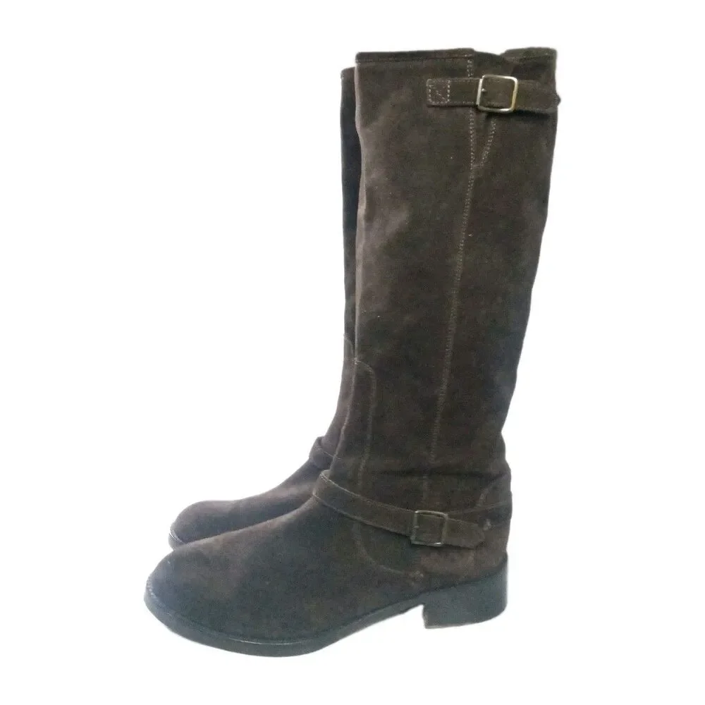 Saks fifth avenue Tall Suede Boots Womens Size 40.5 Brown Made in Italy